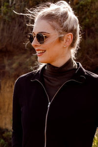 EBONY_WOMENS MERINO JACKET 100% WOOLLEN CURVED PANELS LONG SLEEVES BLACK _ _ Ebony Boutique NZ