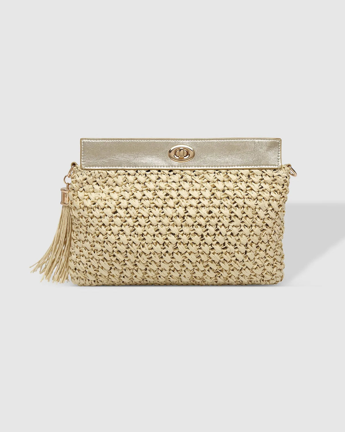 FERN RAFFIA CLUTCH CHAMPAGNE