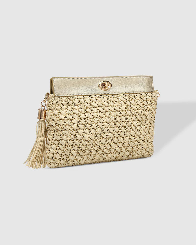 FERN RAFFIA CLUTCH CHAMPAGNE