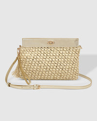 FERN RAFFIA CLUTCH CHAMPAGNE