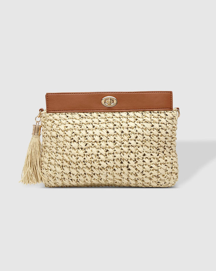 FERN RAFFIA CLUTCH TAN