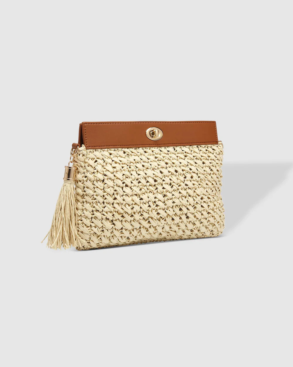 FERN RAFFIA CLUTCH TAN