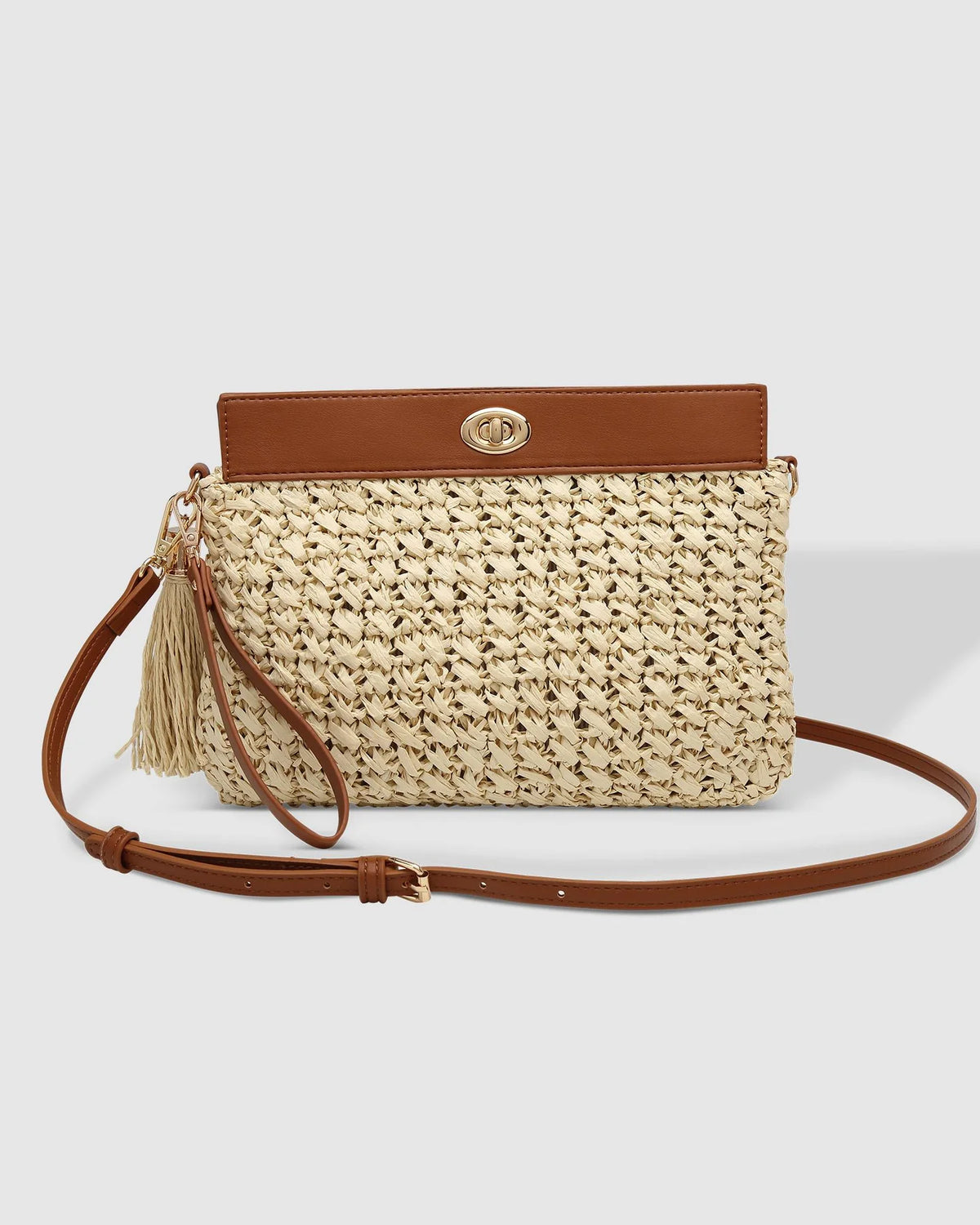 FERN RAFFIA CLUTCH TAN