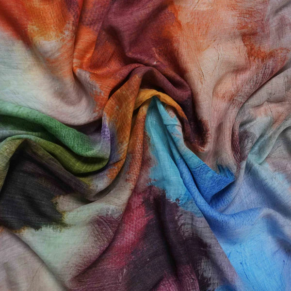 ABSTRACT COTTON VOILE DESIGNER SCARF