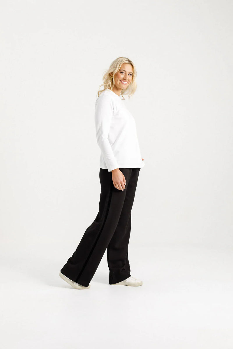 ALPINE PALAZZO PANTS BLACK WITH VELVET RIBBON