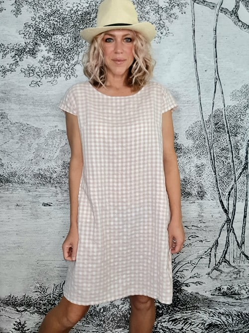 JUNGLE DRESS VISCOSE/COTTON CHECK POLKA PINK