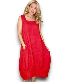 MAXI TANK DRESS LINEN RED