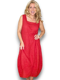 MAXI TANK DRESS LINEN RED