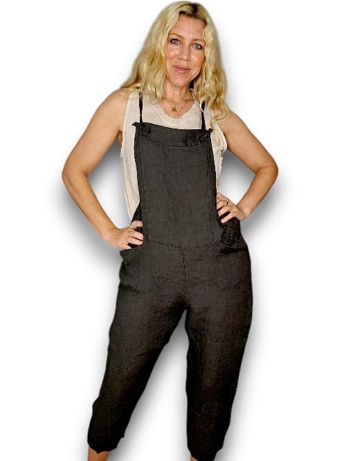 LINEN JUMPSUIT TIE IT YOUR WAY CHARCOAL