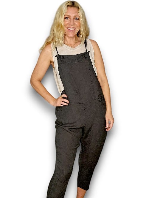 LINEN JUMPSUIT TIE IT YOUR WAY CHARCOAL