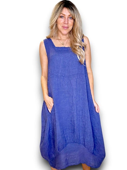 MAXI TANK DRESS LINEN INDIGO