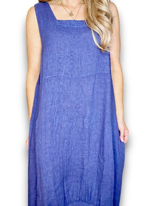 MAXI TANK DRESS LINEN INDIGO