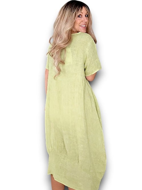 MID SLEEVE MAXI DRESS ANTIQUE LIME
