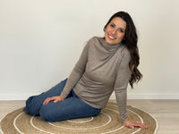 WOMENS 100% MERINO (210) LONG SLEEVE HIGH NECK TOP CAPPUCCINO
