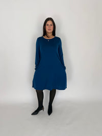 MERINO SWING DRESS LONG SLEEVES TWILIGHT