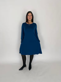 MERINO SWING DRESS LONG SLEEVES TWILIGHT