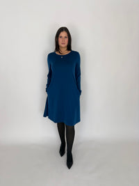 MERINO SWING DRESS LONG SLEEVES TWILIGHT