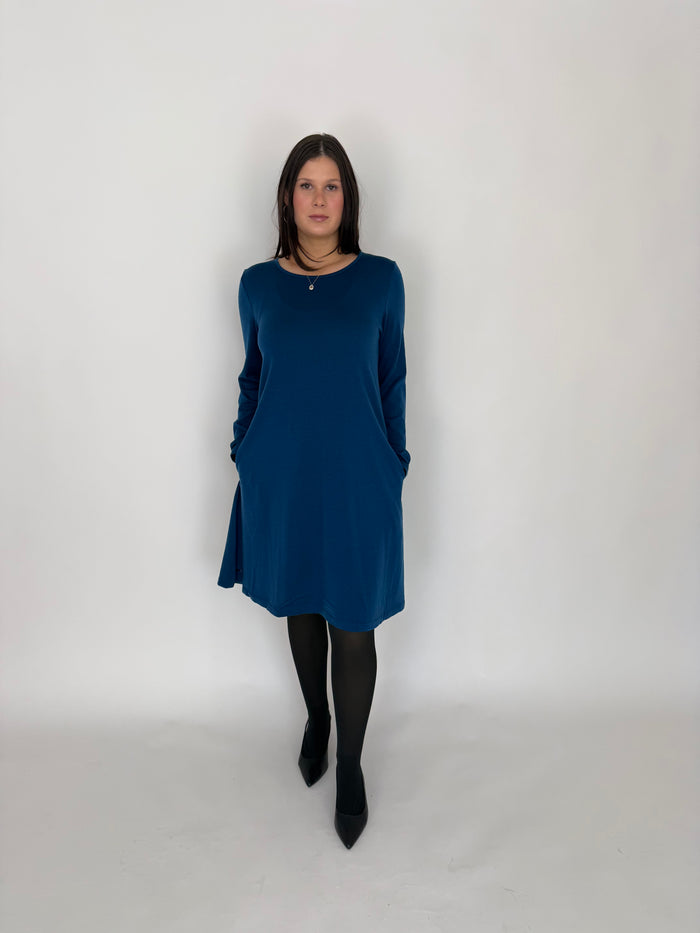 MERINO SWING DRESS LONG SLEEVES TWILIGHT