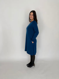 MERINO SWING DRESS LONG SLEEVES TWILIGHT