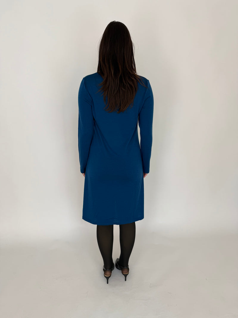 MERINO SWING DRESS LONG SLEEVES TWILIGHT