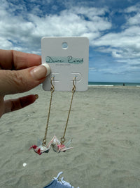 ORIGAMI PAPER CRANE EARRINGS PINK / WHITE