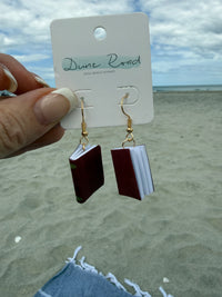 BOOK EARRINGS BURGUNDY
