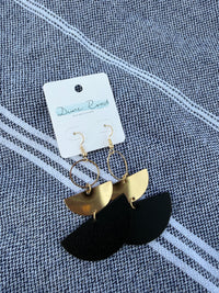 HALF MOON EARRINGS BLACK / GOLD
