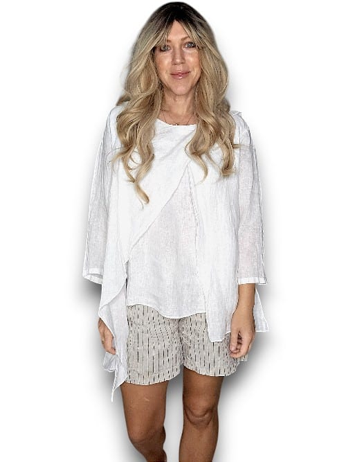 LINEN LAYER TOP WHITE