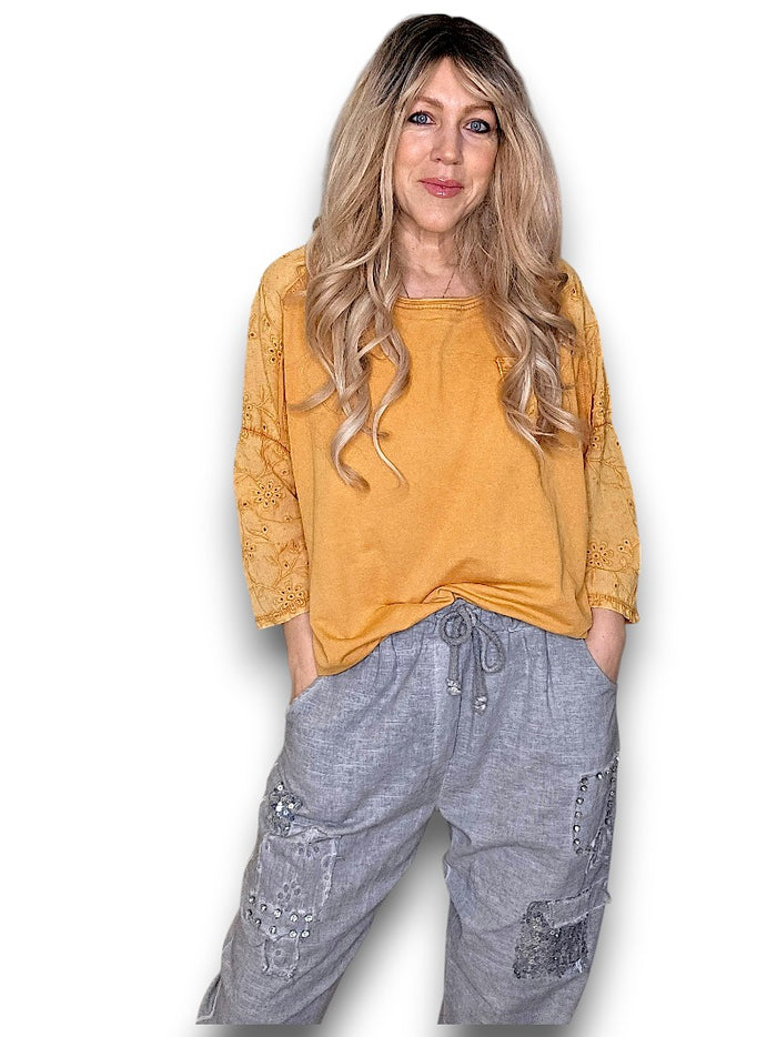 COTTON FRONT POCKET TOP TUMERIC