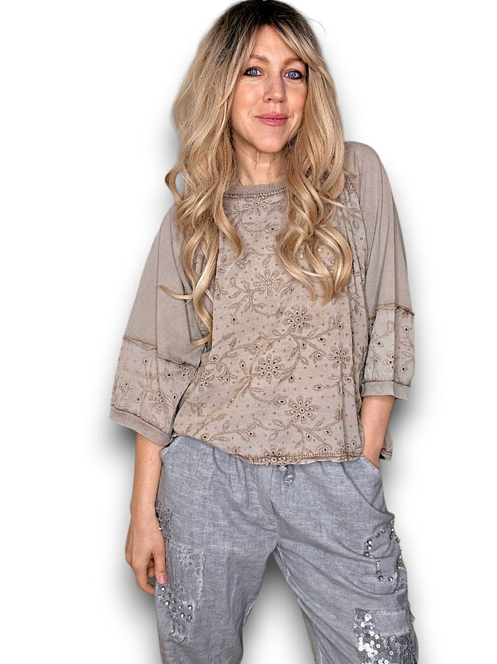 COTTON POET TOP MOCHA