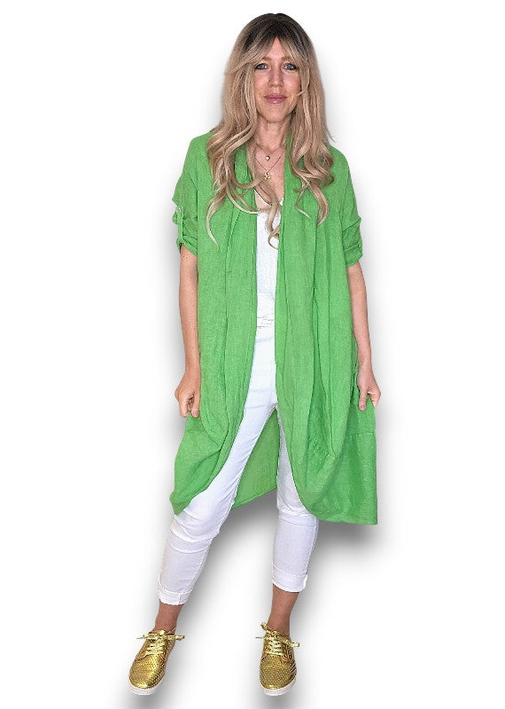 LINEN COVER UP BRIGHT GREEN