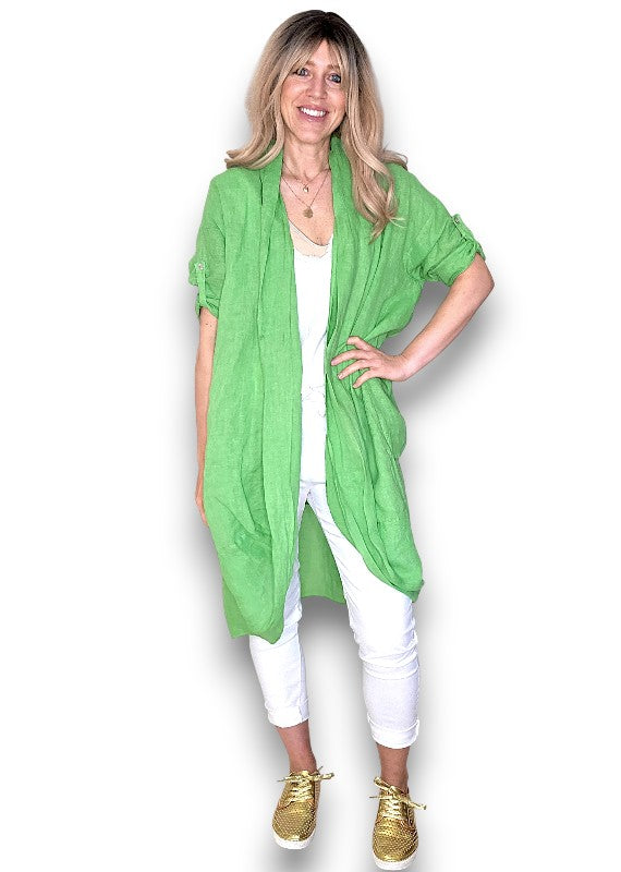 LINEN COVER UP BRIGHT GREEN