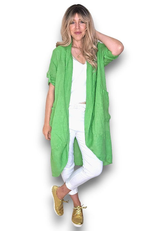 LINEN COVER UP BRIGHT GREEN