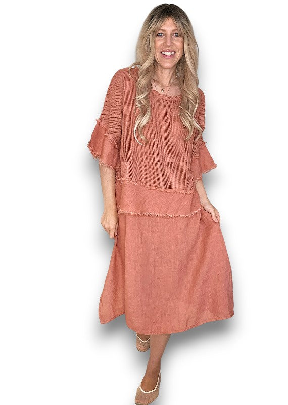 AMALFI TWO PIECE DRESS BRICK