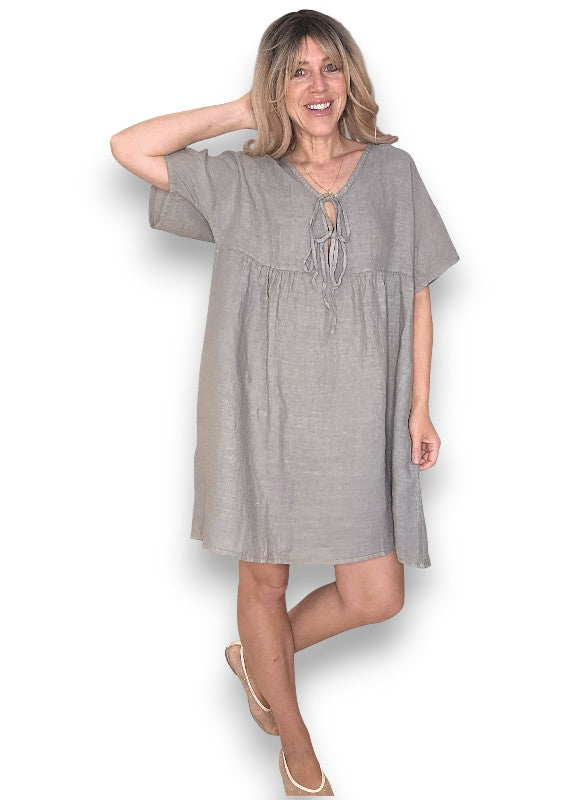 DEUX RIBBON DRESS BEIGE