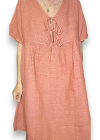DEUX RIBBON DRESS BRICK