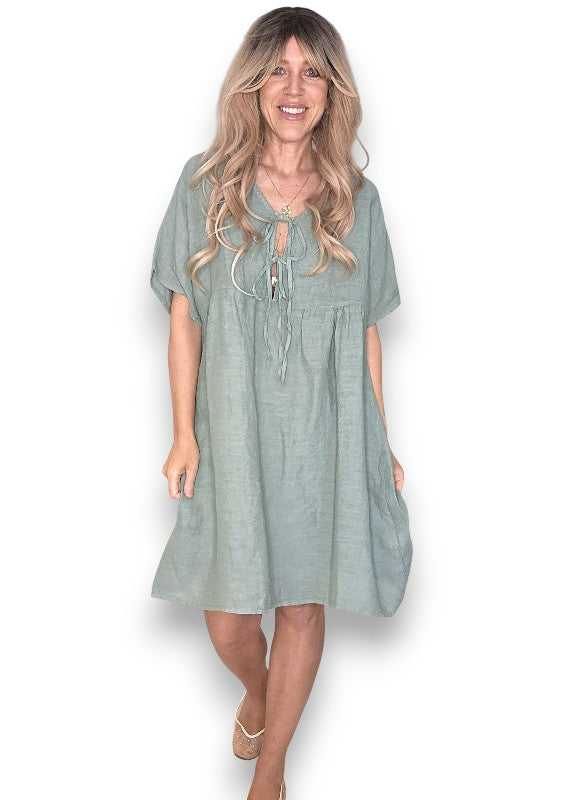 DEUX RIBBON DRESS FOREST