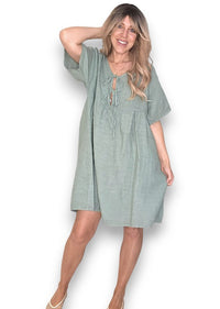 DEUX RIBBON DRESS FOREST