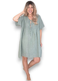 DEUX RIBBON DRESS FOREST