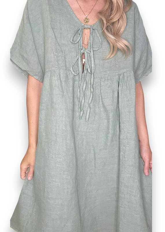 DEUX RIBBON DRESS FOREST