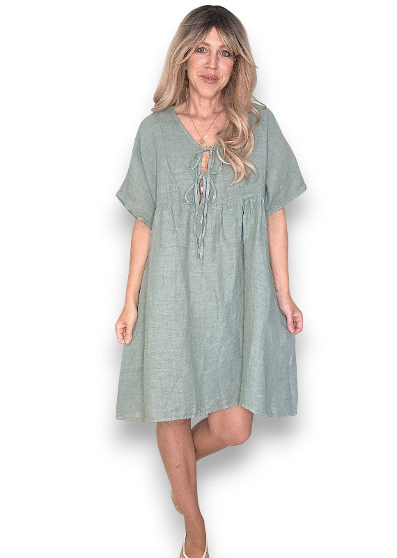 DEUX RIBBON DRESS FOREST