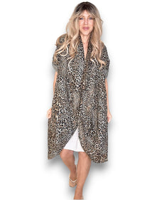 LINEN COVER UP LEOPARD MOCHA