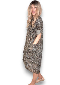 LINEN COVER UP LEOPARD MOCHA