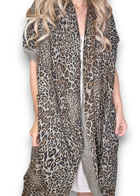 LINEN COVER UP LEOPARD MOCHA
