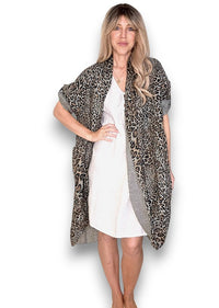 LINEN COVER UP LEOPARD MOCHA