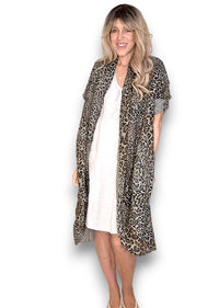 LINEN COVER UP LEOPARD MOCHA
