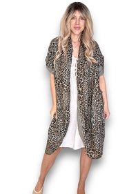 LINEN COVER UP LEOPARD MOCHA