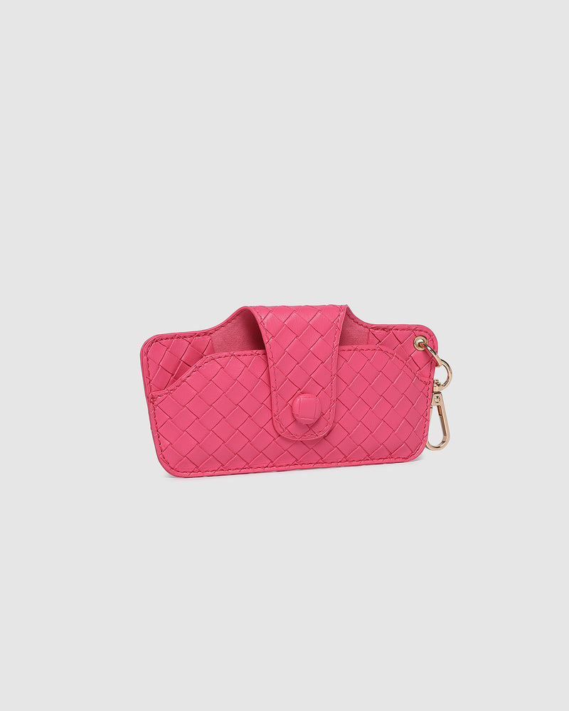 SKITTLE SUNGLASS CASE WOVEN HOT PINK