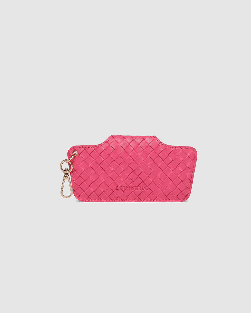 SKITTLE SUNGLASS CASE WOVEN HOT PINK