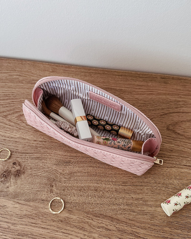 JAYNE WOVEN MAKEUP BAG PINK